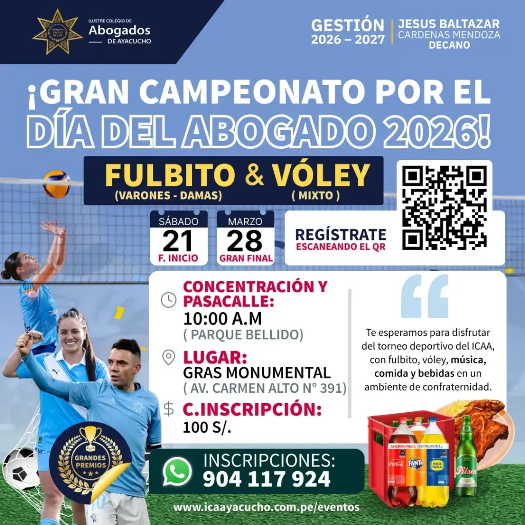 ¡GRAN CAMPEONATO POR EL DÍA DEL ABOGADO 2026! ILUSTRE COLEGIO DE ABOGADOS AYACUCHO