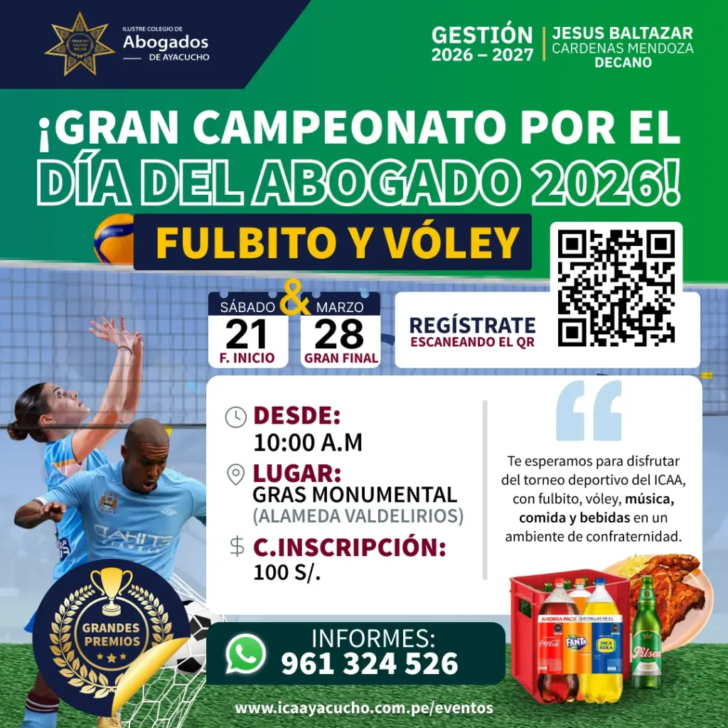¡GRAN CAMPEONATO POR EL DÍA DEL ABOGADO 2026! ILUSTRE COLEGIO DE ABOGADOS AYACUCHO